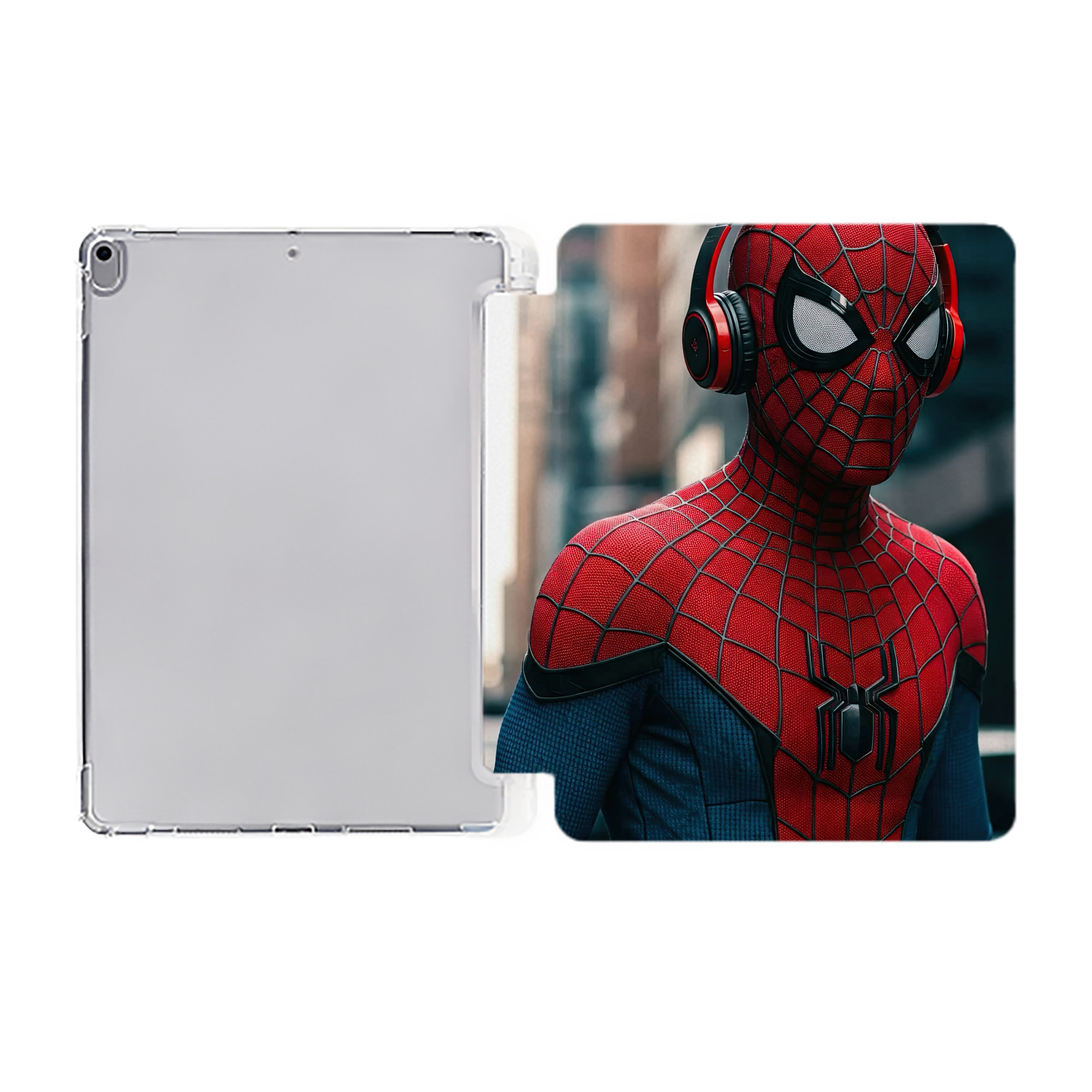 （画像用） Spider Man スパイダーマン IPad ケース ペン収納付き 三つ折りスタンド PUレザー×シリコン 対応機種9.5/10.5/10.9インチ